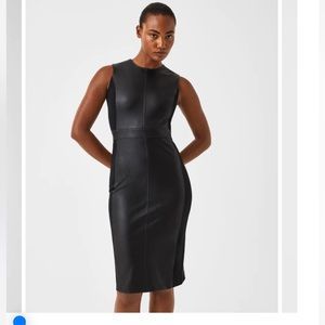 SPANX Leather-Like Combo Fitted Dress X-Large NEW WITH TAGS